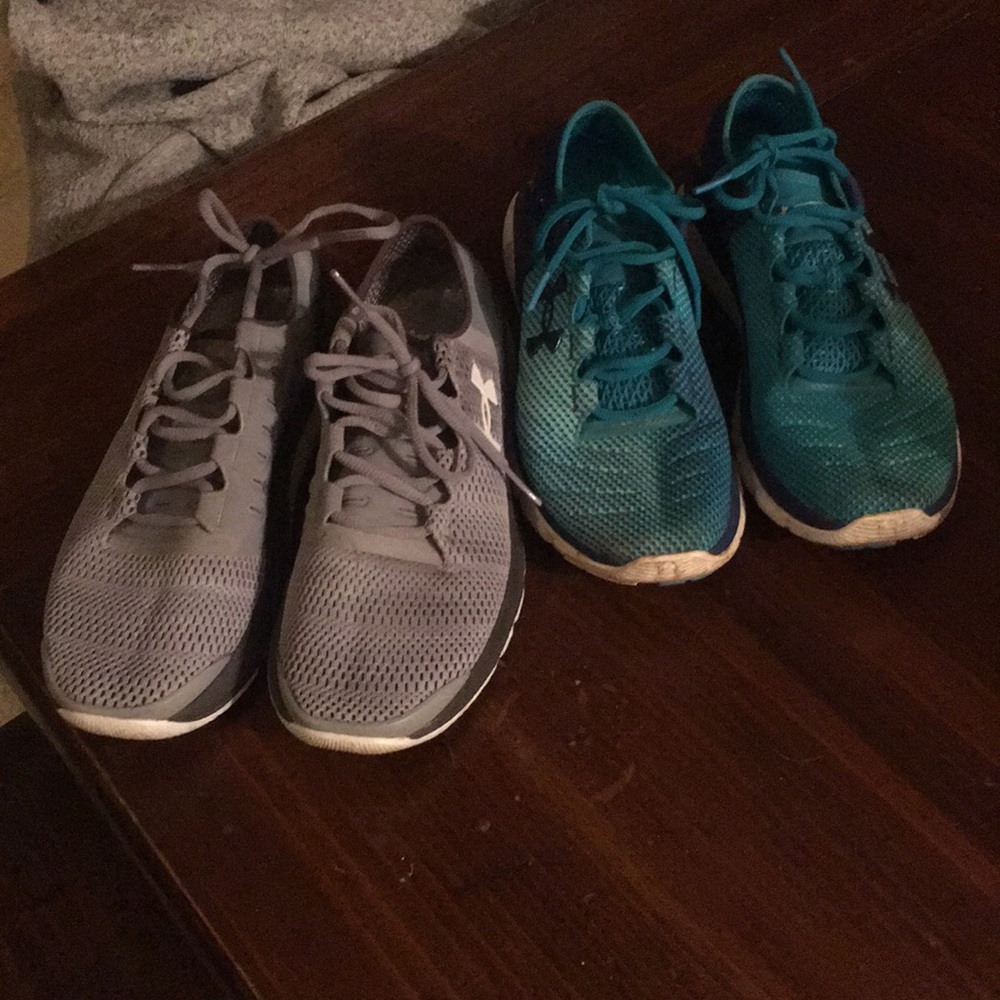2 pair of under armor charged  shoes